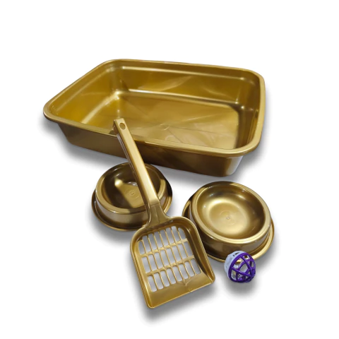 Caixa De Areia para gatos Kit Completo Comedouro Pá e Bebedouro e Brinquedo - Pet Farroupilha
