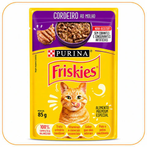 Sachê Friskies para Gatos Adultos Sabor Cordeiro ao Molho - 85g