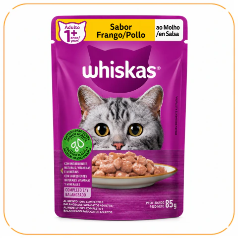 Sachê Whiskas Gatos Adultos Sabor Frango ao Molho - 85g