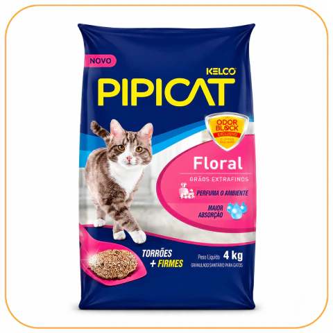 Areia Higiênica Pipicat Floral para Gatos