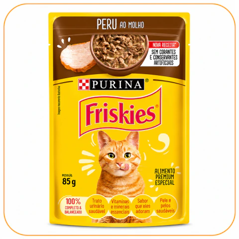 Sachê Friskies para Gatos Adultos Sabor Peru ao Molho - 85g
