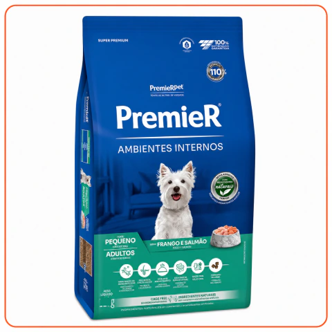 Ração Premier Pet Ambientes Internos Cães Adultos Frango e Salmão 2,5kg