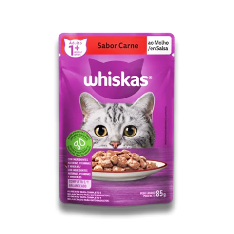 Sachê Whiskas Gatos Adultos Sabor Carne ao Molho - 85g