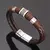 Pulseiras de couro vintage para homens aço inoxidável