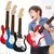 Guitarra estilo real infantil - 17 Polegada crianças brinquedo de guitarra elétrica com 4 cordas luzes led - Loja Casa do Juba