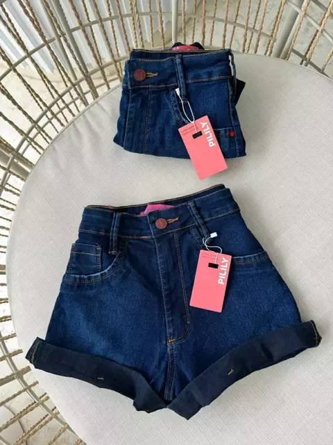 Short Feminino Jeans Escuro com Barra Dobrada Kauane Ref. 467