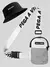 Bolsa de Ombro Mini Bolsa Pochete Necessaire Branco Alça Branco + Chapéu Balde