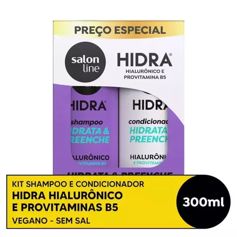 Kit shampoo e condicionador hidra hialurônico hidrata e preenche salon line 300ml
