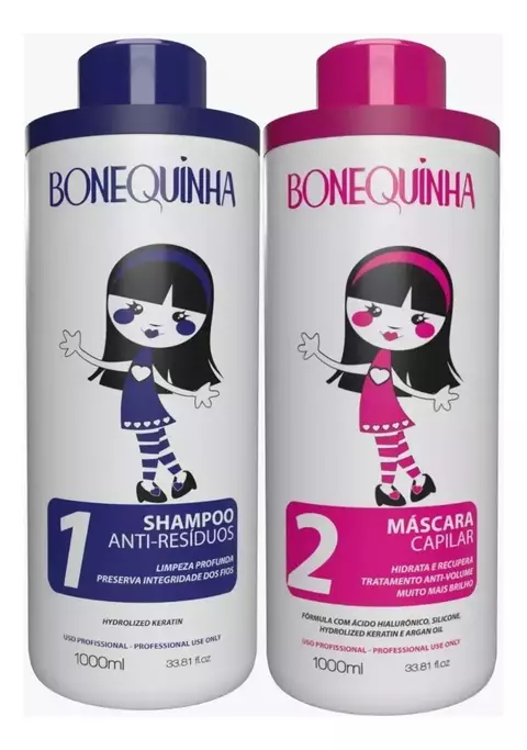 Kit Shampoo + máscara capilar anti-resíduos bonequinha 300ml