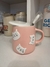 Taza ceramica gato relieve + tapa + cucharita - Pink Store