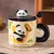 Taza ceramica panda + tapa + cucharita - Pink Store