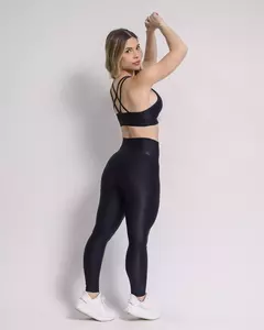 Conjunto Calça Legging Básica Compressão Preto + Top Lu - Cali Fit