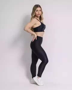 Conjunto Calça Legging Básica Compressão Preto + Top Lu na internet