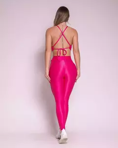 Conjunto Calça Legging Básica Cós Cruzado Compressão Pitaya + Top Paula - Cali Fit