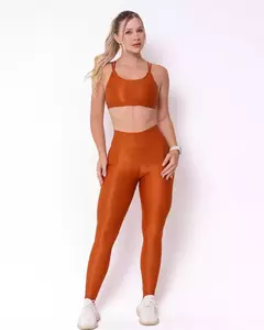 Conjunto Calça Legging Básica Compressão Ferrugo + Top Lu - comprar online
