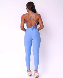 Conjunto Calça Legging Básica Light Azul Pop Candy + Top Paula - loja online