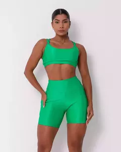 Conjunto Short Bolso Duplo Compressao Verde Bandeira + Top Lu - comprar online