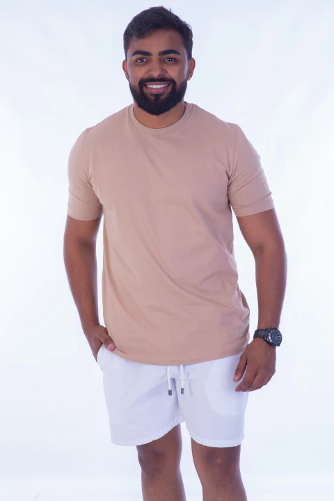 Camiseta básica capuccino logo bordada - comprar online