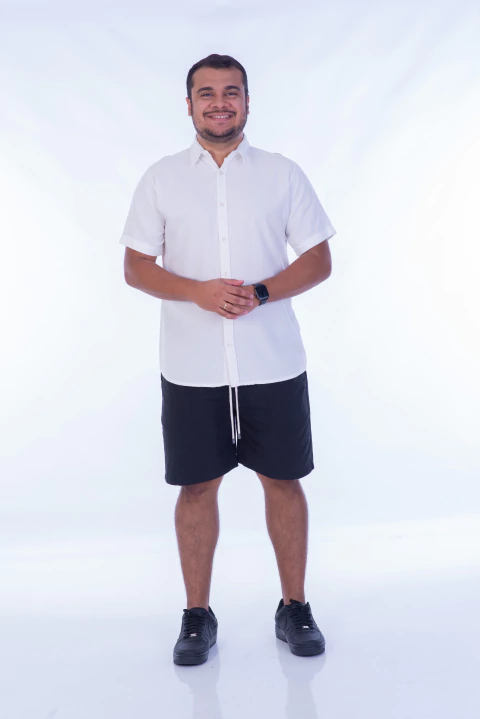 Camisa linho off white manga curta - comprar online