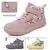 Botas de nieve y lluvia para niños y niñas, zapatillas con punta ancha y aislamiento de invierno, zapatos forrados de piel impermeables para niños y niñas, zapatillas de deporte para exteriores para clima frío. - comprar en línea