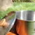 Juego de cocina para acampar de acero inoxidable, tetera, olla, sartén, elementos esenciales.