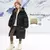 Imagen de Parka de invierno para niños, chaqueta larga de algodón para adolescentes y niñas, abrigo negro y rojo, traje para la nieve, parka con capucha.