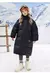 Parka de invierno para niños, chaqueta larga de algodón para adolescentes y niñas, abrigo negro y rojo, traje para la nieve, parka con capucha. - CORDILLERA online store