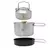 Juego de cocina para acampar de acero inoxidable, tetera, olla, sartén, elementos esenciales.