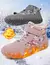 Botas de nieve y lluvia para niños y niñas, zapatillas con punta ancha y aislamiento de invierno, zapatos forrados de piel impermeables para niños y niñas, zapatillas de deporte para exteriores para clima frío.