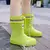 Imagen de Botas de lluvia impermeables de color sólido para niño y niña, zapatos de agua duraderos antideslizantes, cómodos para el día lluvioso, Outdoor, Unisex.