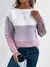 Elegante três cores retalhos camisola feminina diário commuter casual solto ju - Achei Ofertas