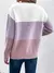 Elegante três cores retalhos camisola feminina diário commuter casual solto ju