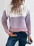 Elegante três cores retalhos camisola feminina diário commuter casual solto ju - comprar online
