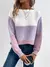Elegante três cores retalhos camisola feminina diário commuter casual solto ju - loja online