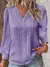 Camisa de costura de renda feminina costura solta com decote em v manga longa pu na internet