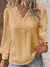Camisa de costura de renda feminina costura solta com decote em v manga longa pu