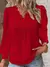 Camisa de costura de renda feminina costura solta com decote em v manga longa pu - loja online