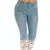Jeans jeans de renda elástico para mulheres, calças com comprimento de bezerro na internet