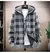 Novo inverno xadrez camisola com capuz cardigan casaco frio lã com zíper jaque