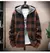 Novo inverno xadrez camisola com capuz cardigan casaco frio lã com zíper jaque - Achei Ofertas