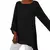 Blusa quente feminina cor sólida algodão linho o-pescoço manga longa túnica - loja online