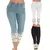 Jeans jeans de renda elástico para mulheres, calças com comprimento de bezerro - loja online