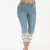 Jeans jeans de renda elástico para mulheres, calças com comprimento de bezerro na internet