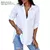 Blusa de manga comprida com decote em v feminina, camisa oversize, monocromátic - loja online