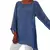 Imagem do Blusa quente feminina cor sólida algodão linho o-pescoço manga longa túnica