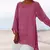 Blusa quente feminina cor sólida algodão linho o-pescoço manga longa túnica - Achei Ofertas
