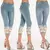Imagem do Jeans jeans de renda elástico para mulheres, calças com comprimento de bezerro