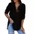 Blusa de manga comprida com decote em v feminina, camisa oversize, monocromátic - Achei Ofertas