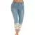 Imagem do Jeans jeans de renda elástico para mulheres, calças com comprimento de bezerro