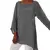 Blusa quente feminina cor sólida algodão linho o-pescoço manga longa túnica - loja online